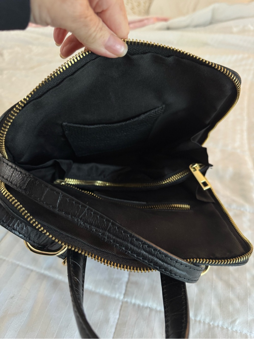 Classic Black Women’s Leather Crossbody Backpack - Picture 5 of 5